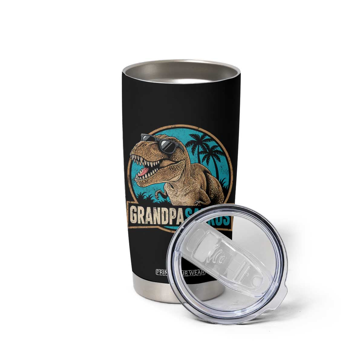 Dinosaur Grandfather Tumbler Cup Funny Grandpasaurus Fathers Day Family Matching TS11 Print Your Wear