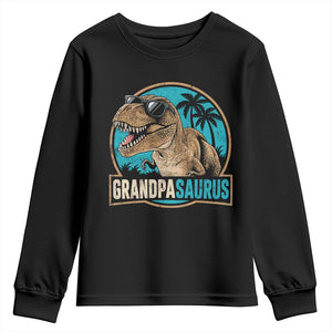 Dinosaur Grandfather Youth Sweatshirt Funny Grandpasaurus Fathers Day Family Matching TS11 Black Print Your Wear