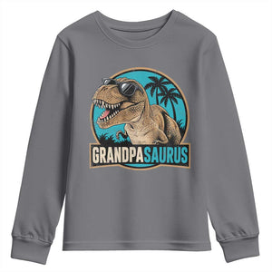Dinosaur Grandfather Youth Sweatshirt Funny Grandpasaurus Fathers Day Family Matching TS11 Charcoal Print Your Wear