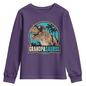 Dinosaur Grandfather Youth Sweatshirt Funny Grandpasaurus Fathers Day Family Matching TS11 Purple Print Your Wear
