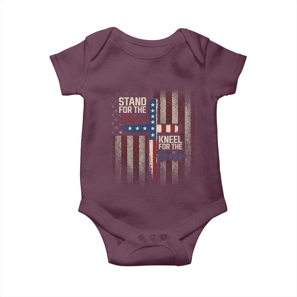 Stand For The Flag Kneel For The Cross Baby Onesie Patriotic Faith Vintage American Flag