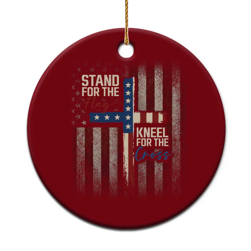 Stand For The Flag Kneel For The Cross Ceramic Ornament Patriotic Faith Vintage American Flag TS11 1pc Red Print Your Wear