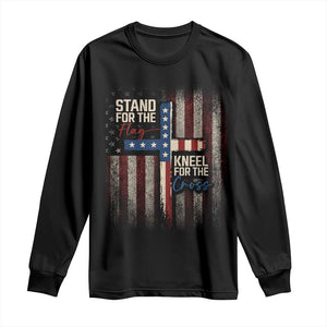Stand For The Flag Kneel For The Cross Long Sleeve Shirt Patriotic Faith Vintage American Flag