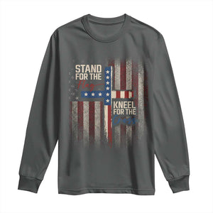Stand For The Flag Kneel For The Cross Long Sleeve Shirt Patriotic Faith Vintage American Flag