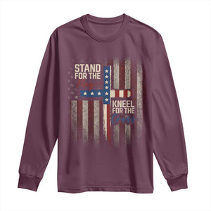 Stand For The Flag Kneel For The Cross Long Sleeve Shirt Patriotic Faith Vintage American Flag