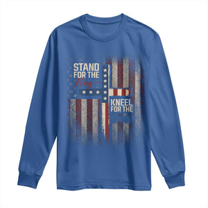 Stand For The Flag Kneel For The Cross Long Sleeve Shirt Patriotic Faith Vintage American Flag