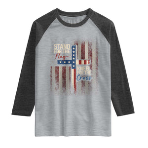 Stand For The Flag Kneel For The Cross Raglan Shirt Patriotic Faith Vintage American Flag