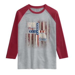 Stand For The Flag Kneel For The Cross Raglan Shirt Patriotic Faith Vintage American Flag