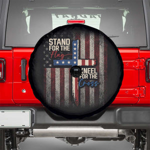 Stand For The Flag Kneel For The Cross Spare Tire Cover Patriotic Faith Vintage American Flag