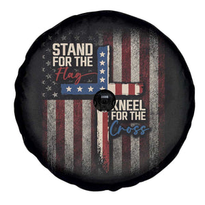 Stand For The Flag Kneel For The Cross Spare Tire Cover Patriotic Faith Vintage American Flag