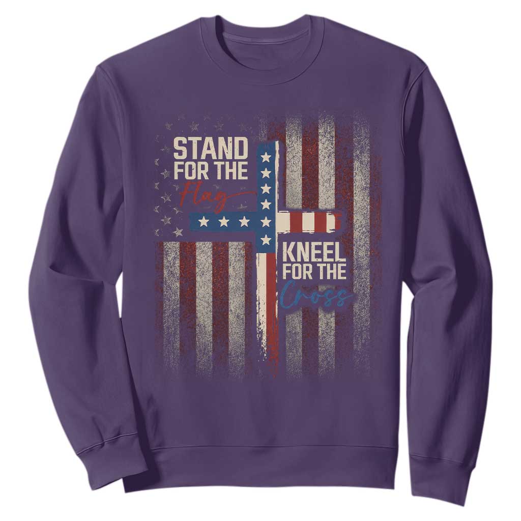 Stand For The Flag Kneel For The Cross Sweatshirt Patriotic Faith Vintage American Flag