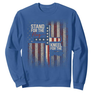 Stand For The Flag Kneel For The Cross Sweatshirt Patriotic Faith Vintage American Flag