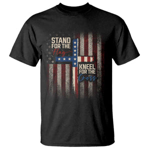 Stand For The Flag Kneel For The Cross T Shirt Patriotic Faith Vintage American Flag