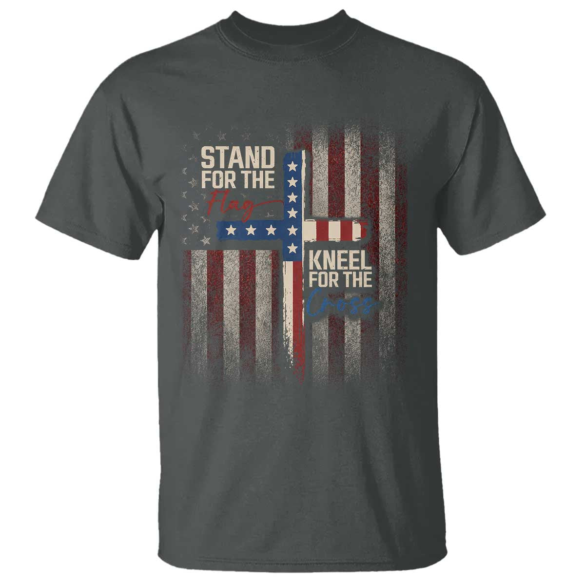 Stand For The Flag Kneel For The Cross T Shirt Patriotic Faith Vintage American Flag