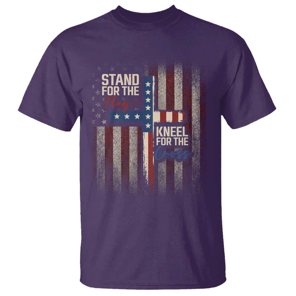 Stand For The Flag Kneel For The Cross T Shirt Patriotic Faith Vintage American Flag