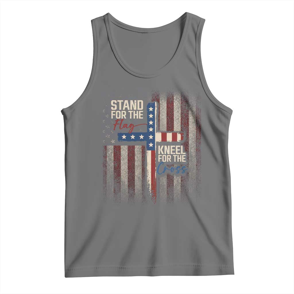 Stand For The Flag Kneel For The Cross Tank Top Patriotic Faith Vintage American Flag