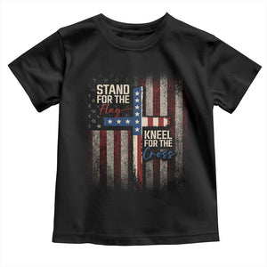 Stand For The Flag Kneel For The Cross Toddler T Shirt Patriotic Faith Vintage American Flag