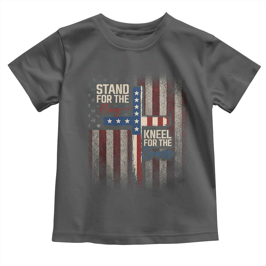 Stand For The Flag Kneel For The Cross Toddler T Shirt Patriotic Faith Vintage American Flag