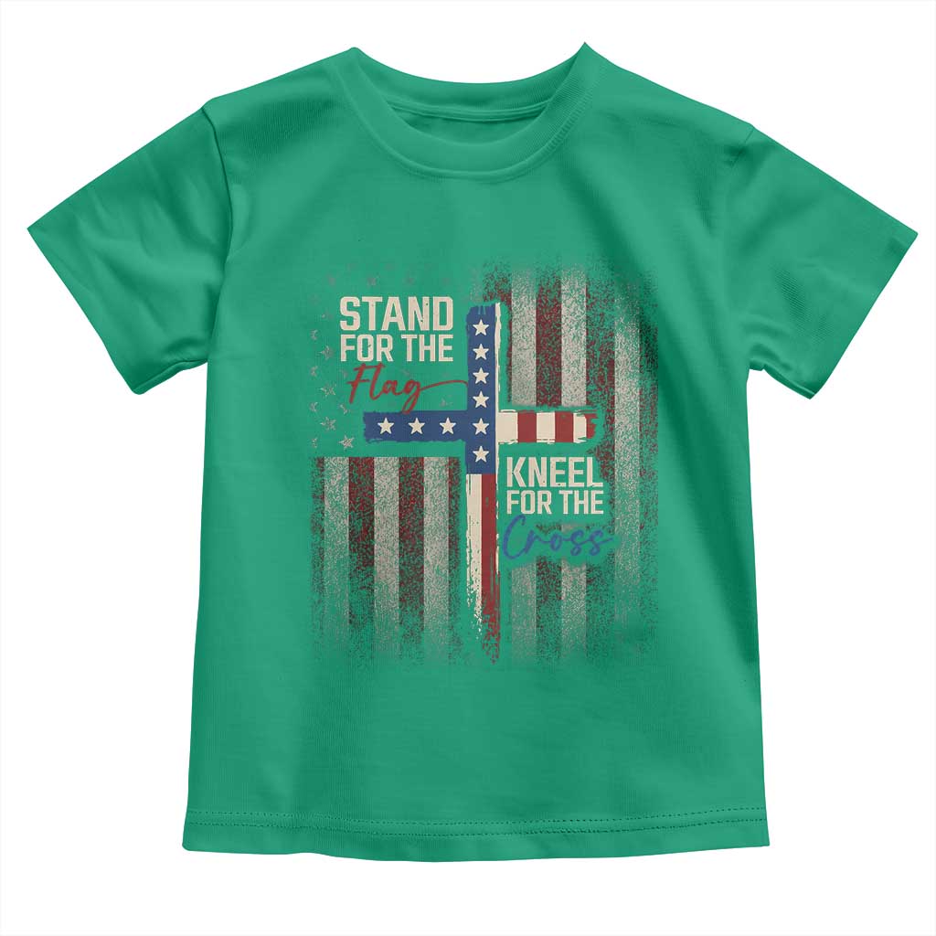 Stand For The Flag Kneel For The Cross Toddler T Shirt Patriotic Faith Vintage American Flag
