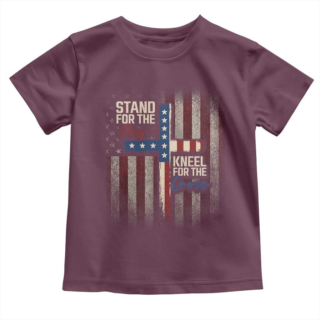 Stand For The Flag Kneel For The Cross Toddler T Shirt Patriotic Faith Vintage American Flag