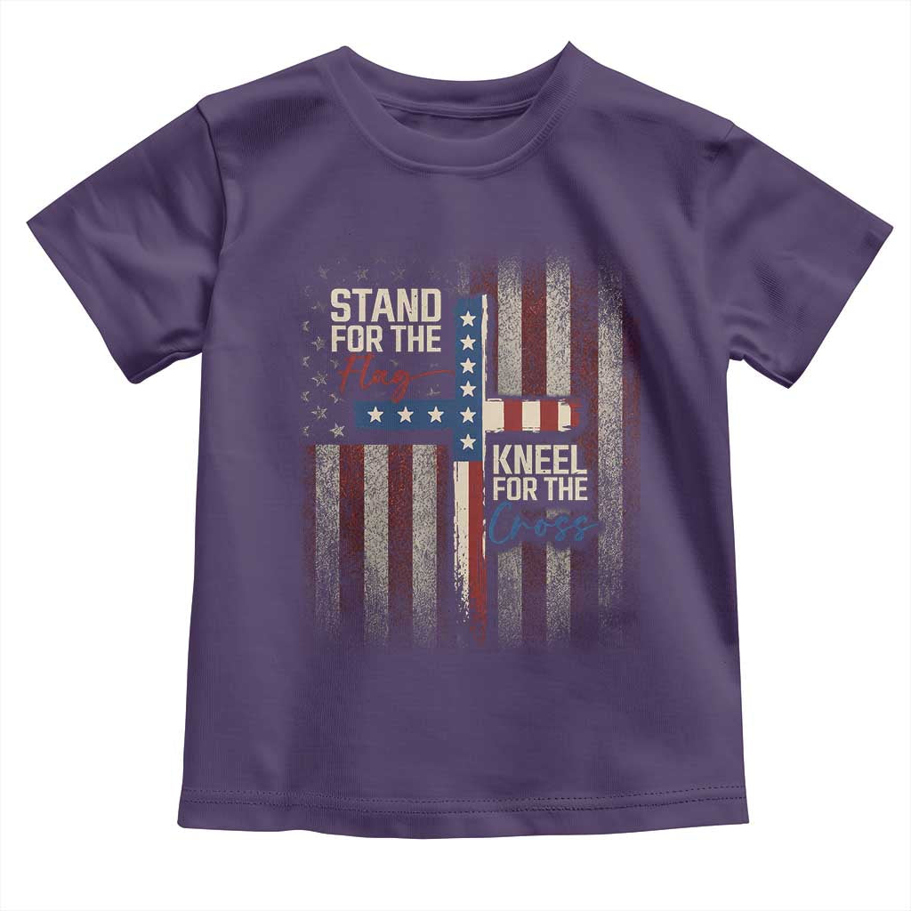 Stand For The Flag Kneel For The Cross Toddler T Shirt Patriotic Faith Vintage American Flag