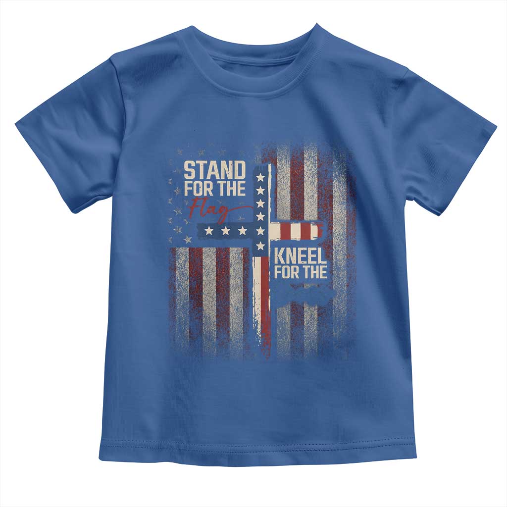 Stand For The Flag Kneel For The Cross Toddler T Shirt Patriotic Faith Vintage American Flag