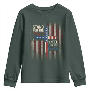 Stand For The Flag Kneel For The Cross Youth Sweatshirt Patriotic Faith Vintage American Flag