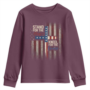 Stand For The Flag Kneel For The Cross Youth Sweatshirt Patriotic Faith Vintage American Flag