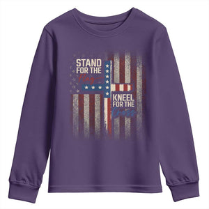 Stand For The Flag Kneel For The Cross Youth Sweatshirt Patriotic Faith Vintage American Flag