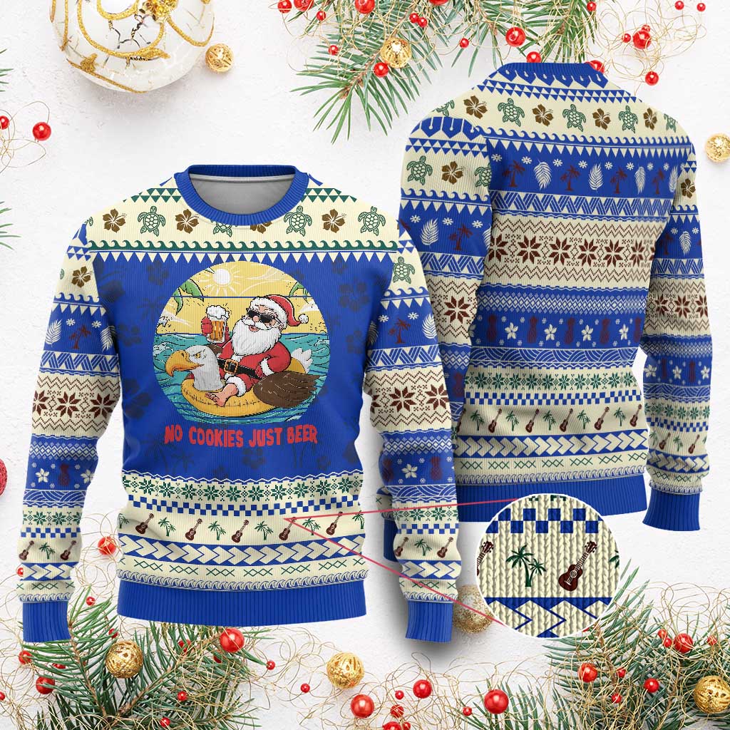 Funny Xmas In July Ugly Christmas Sweater No Cookies Just Beer Santa Summer Season Eagle Float TS11 Blue Print Your Wear