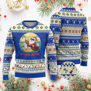 Funny Xmas In July Ugly Christmas Sweater No Cookies Just Beer Santa Summer Season Eagle Float TS11 Blue Print Your Wear