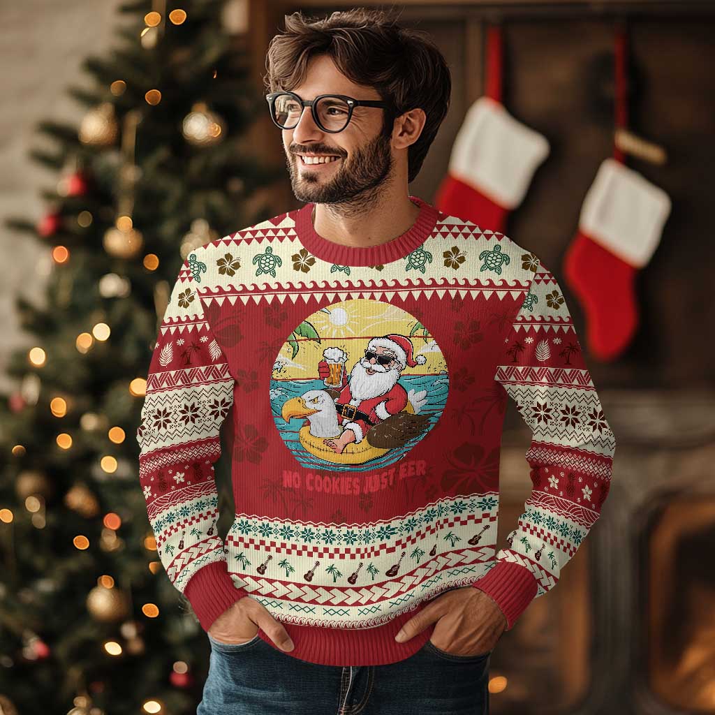 Funny Xmas In July Ugly Christmas Sweater No Cookies Just Beer Santa Summer Season Eagle Float TS11 Hibiscus Print Your Wear