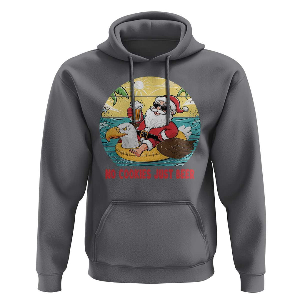 Funny Christmas In July Hoodie No Cookies Just Beer Santa Summer Season Eagle Float TS11 Charcoal Print Your Wear