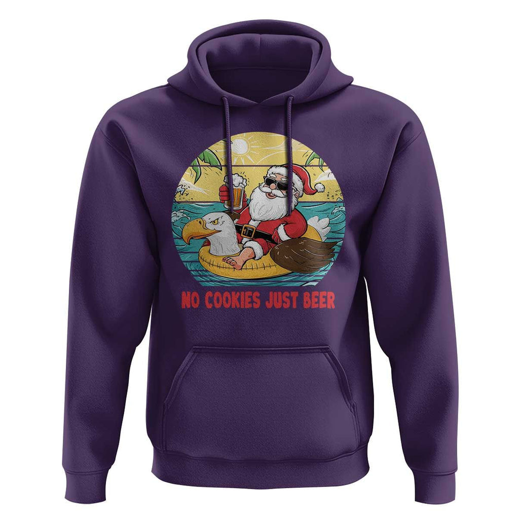 Funny Christmas In July Hoodie No Cookies Just Beer Santa Summer Season Eagle Float TS11 Purple Print Your Wear