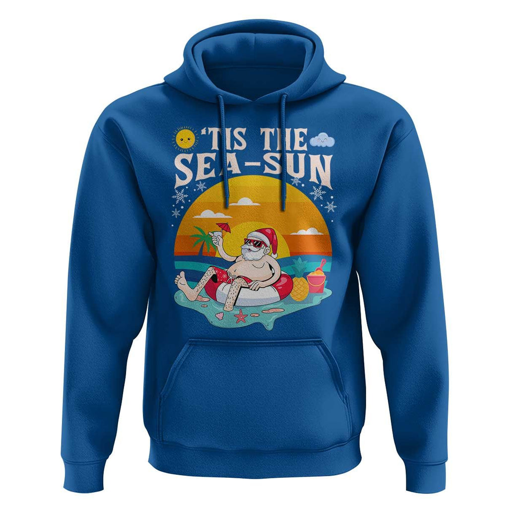 Funny Christmas In July Hoodie Tis The Sea Sun Santa Beach Summer Season Xmas TS11 Royal Blue Print Your Wear