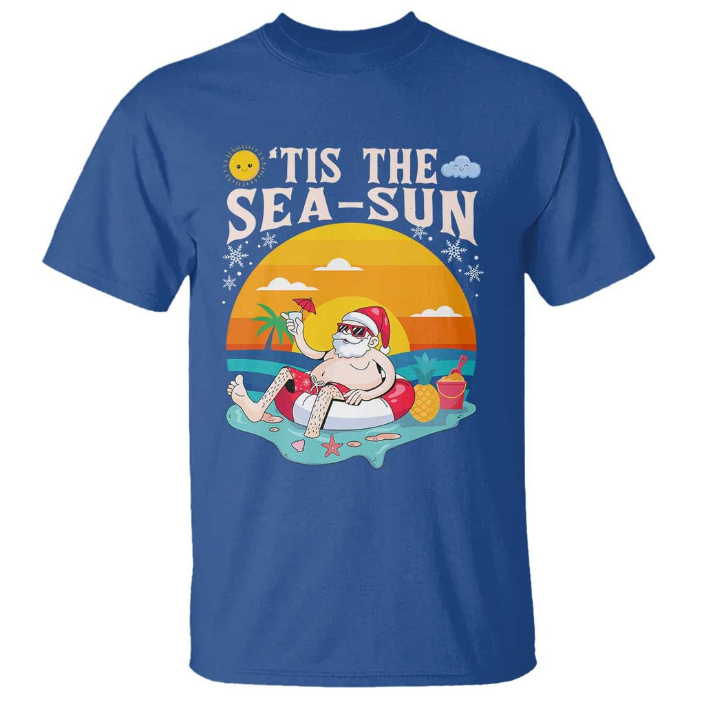 Funny Christmas In July T Shirt Tis The Sea Sun Santa Beach Summer Season Xmas TS11 Royal Blue Print Your Wear