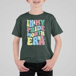 Disability Pride Month T Shirt For Kid In My Pride Month Era Retro Groovy Flower TS11 Dark Forest Green Print Your Wear