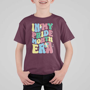 Disability Pride Month T Shirt For Kid In My Pride Month Era Retro Groovy Flower TS11 Maroon Print Your Wear