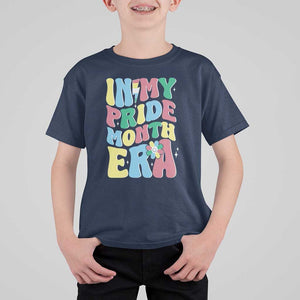 Disability Pride Month T Shirt For Kid In My Pride Month Era Retro Groovy Flower TS11 Navy Print Your Wear