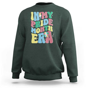 Disability Pride Month Sweatshirt In My Pride Month Era Retro Groovy Flower TS11 Dark Forest Green Print Your Wear