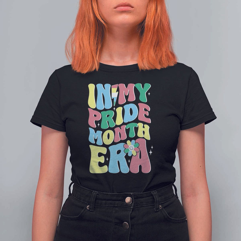 Disability Pride Month T Shirt For Women In My Pride Month Era Retro Groovy Flower TS11 Black Print Your Wear