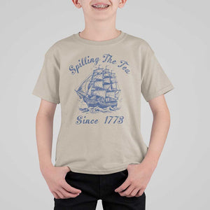 Funny 4th Of July T Shirt For Kid Spilling The Tea Since 1773 History Ship TS11 Sand Print Your Wear