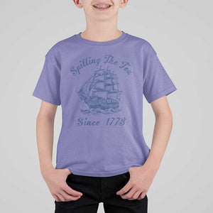 Funny 4th Of July T Shirt For Kid Spilling The Tea Since 1773 History Ship TS11 Violet Print Your Wear