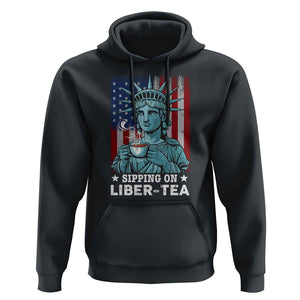 Funny 4th Of July Hoodie Sippin On Liber Tea Liberty USA Flag TS11 Black Print Your Wear