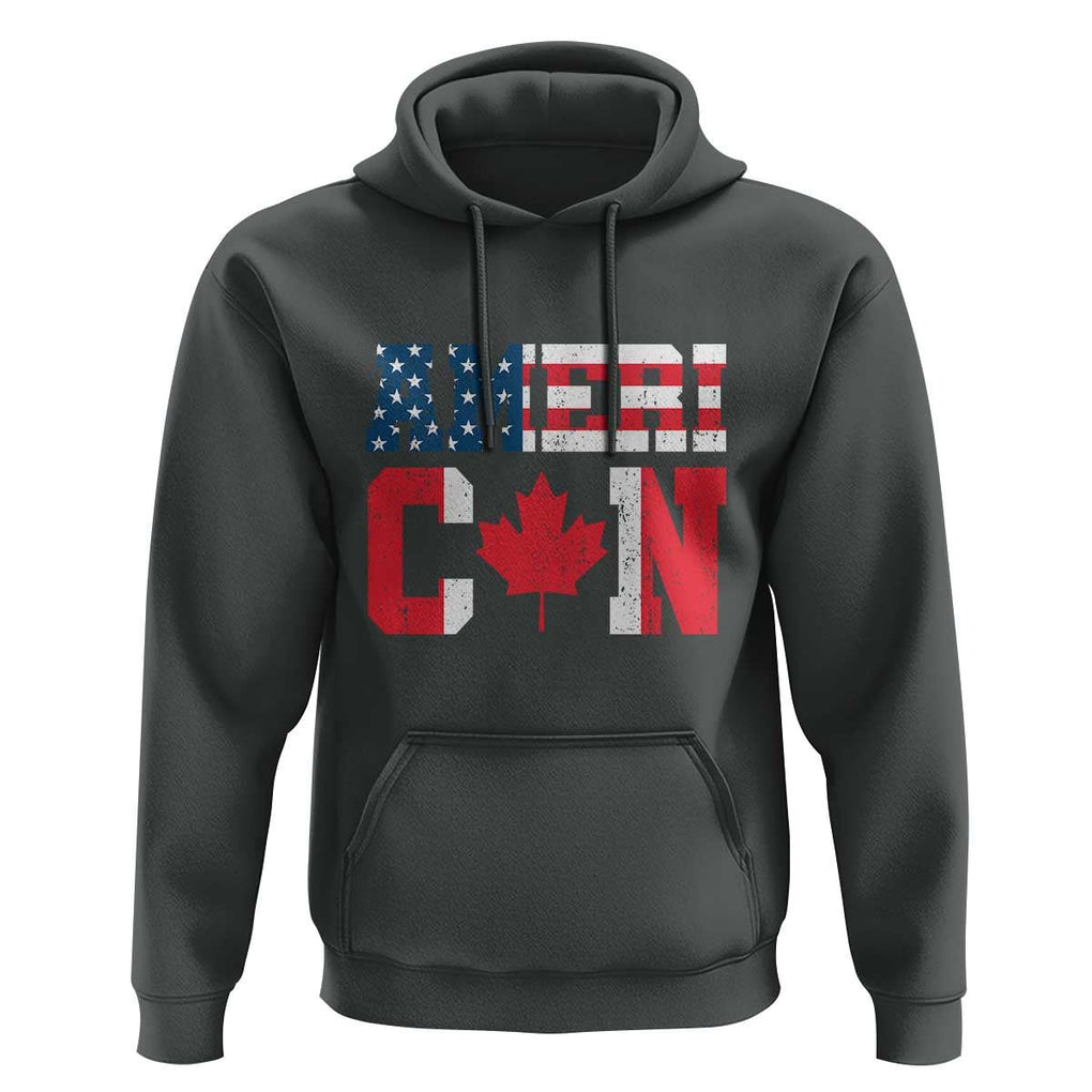 Half American Half Canadian Hoodie America Canada Patriotic Flag TS11 Dark Heather Print Your Wear