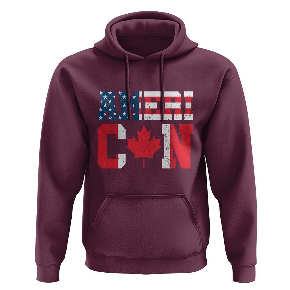 Half American Half Canadian Hoodie America Canada Patriotic Flag TS11 Maroon Print Your Wear