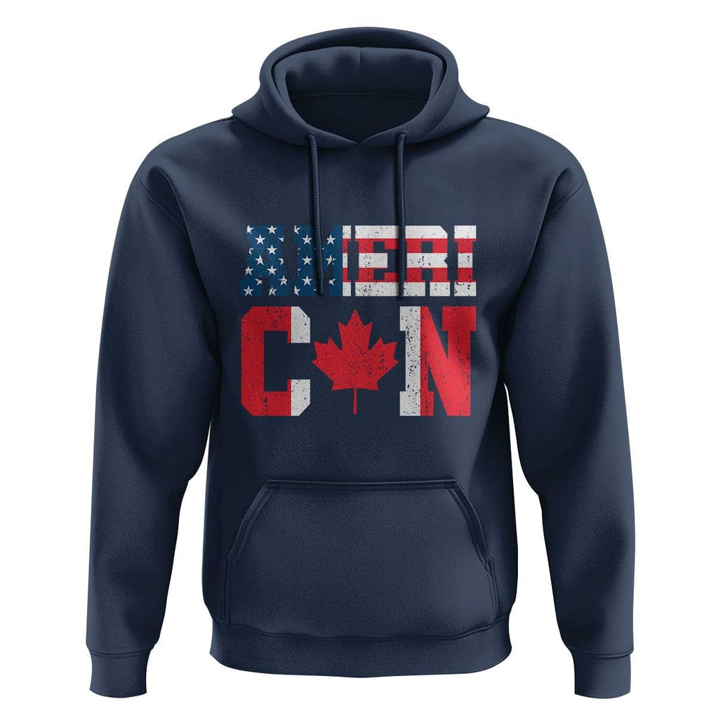 Half American Half Canadian Hoodie America Canada Patriotic Flag TS11 Navy Print Your Wear