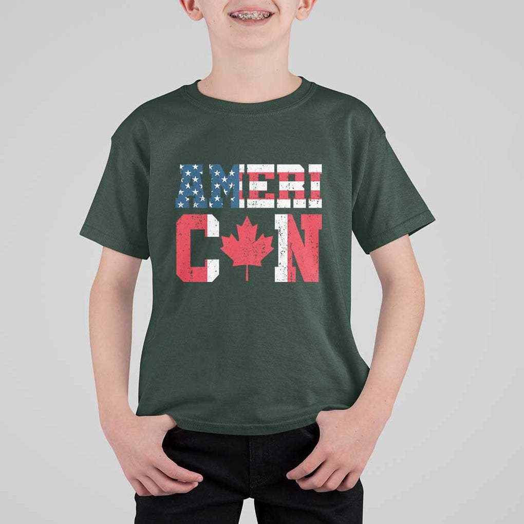 Half American Half Canadian T Shirt For Kid America Canada Patriotic Flag TS11 Dark Forest Green Print Your Wear