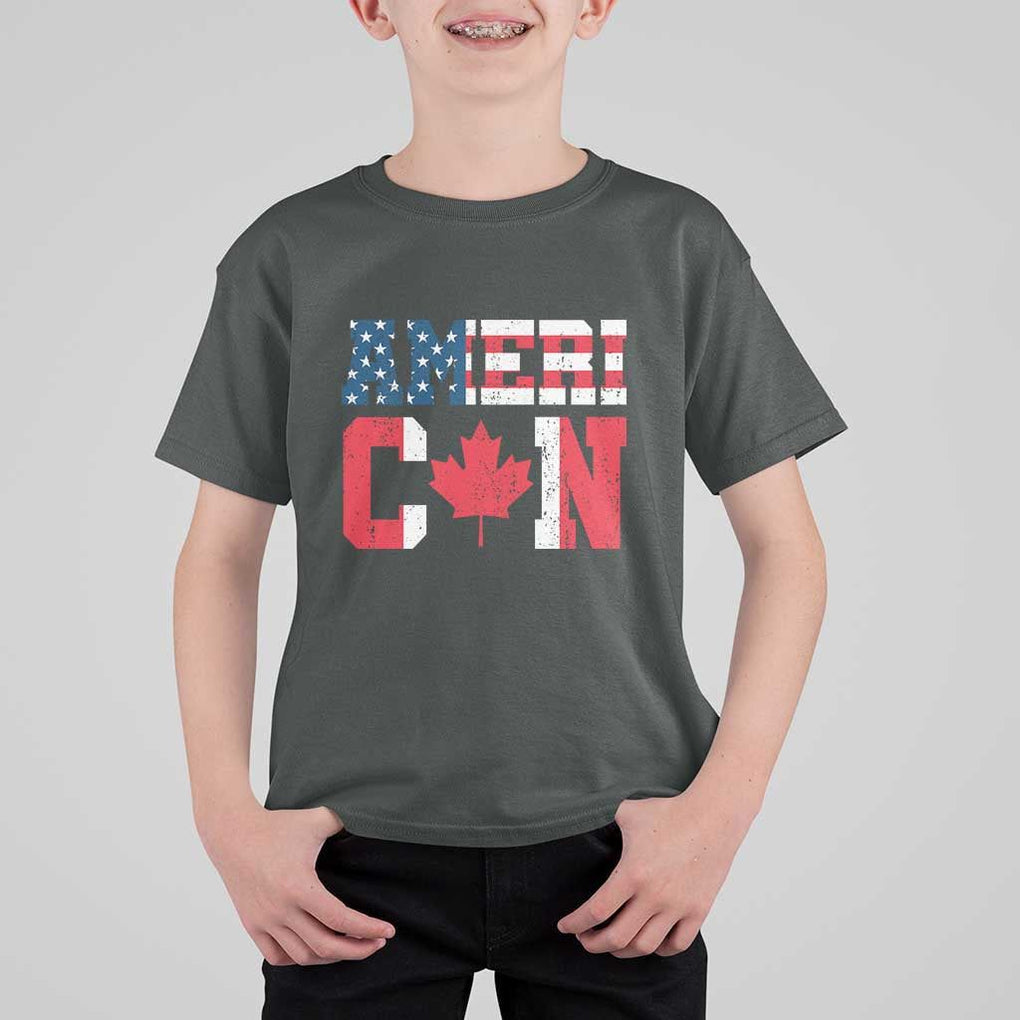 Half American Half Canadian T Shirt For Kid America Canada Patriotic Flag TS11 Dark Heather Print Your Wear