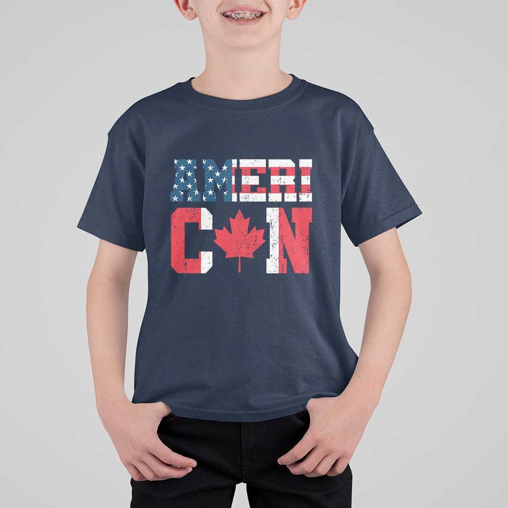 Half American Half Canadian T Shirt For Kid America Canada Patriotic Flag TS11 Navy Print Your Wear